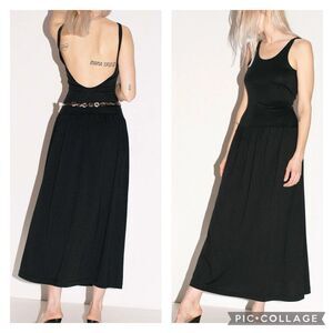 NWT RODEBJER Black GENUA TANK DRESS Drop Waist Pleated Skirt Size Large NEW